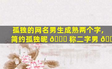 孤独的网名男生成熟两个字,简约孤独昵 🐕 称二字男 🐵